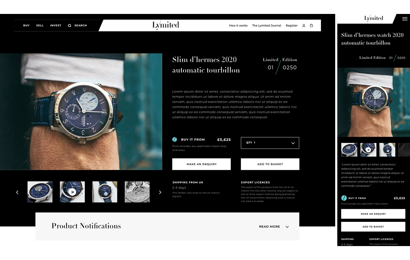 Lymited Product Page